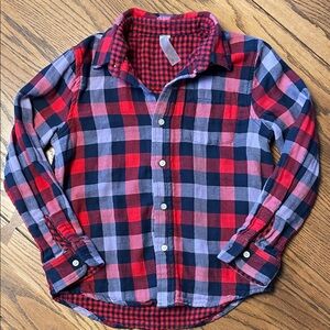 Primary Red/Blue/purple Plaid Button Down Shirt size 8-9
